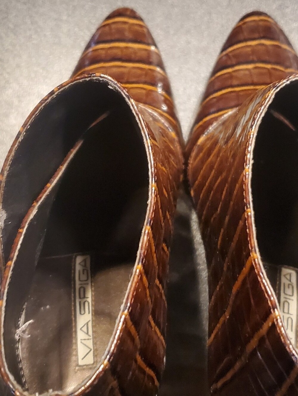 Via Spiga Gator Heels Brown Size 6 - Picture 6 of 8